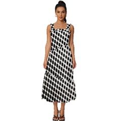 Background-wallpaper-texture-lines Dot Dots Black White Square Neckline Tiered Midi Dress by Amaryn4rt