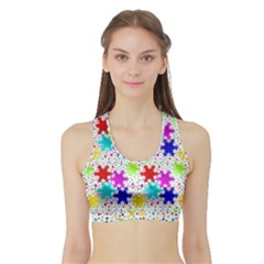 Snowflake Pattern Repeated Sports Bra With Border by Amaryn4rt