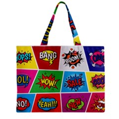 Pop Art Comic Vector Speech Cartoon Bubbles Popart Style With Humor Text Boom Bang Bubbling Expressi Zipper Mini Tote Bag by Amaryn4rt