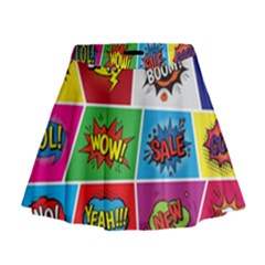 Pop Art Comic Vector Speech Cartoon Bubbles Popart Style With Humor Text Boom Bang Bubbling Expressi Mini Flare Skirt