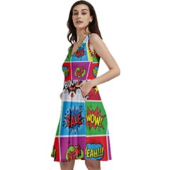 Pop Art Comic Vector Speech Cartoon Bubbles Popart Style With Humor Text Boom Bang Bubbling Expressi Sleeveless V-neck Skater Dress With Pockets