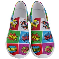 Pop Art Comic Vector Speech Cartoon Bubbles Popart Style With Humor Text Boom Bang Bubbling Expressi Men s Lightweight Slip Ons by Amaryn4rt