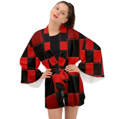 Black And Red Backgrounds- Long Sleeve Kimono by Amaryn4rt