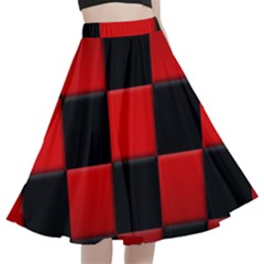 Black And Red Backgrounds- A-line Full Circle Midi Skirt With Pocket by Amaryn4rt