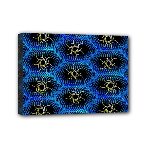 Blue Bee Hive Pattern Mini Canvas 7  X 5  (stretched) by Amaryn4rt