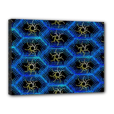 Blue Bee Hive Pattern Canvas 16  X 12  (stretched) by Amaryn4rt