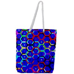 Blue Bee Hive Pattern Full Print Rope Handle Tote (large) by Amaryn4rt