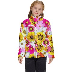 Flowers Blossom Bloom Nature Plant Kids  Puffer Bubble Jacket Coat by Amaryn4rt