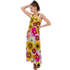 Flowers Blossom Bloom Nature Plant V-neck Chiffon Maxi Dress