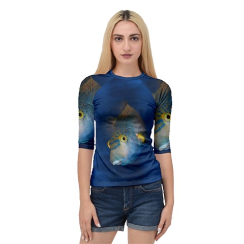 Fish Blue Animal Water Nature Quarter Sleeve Raglan T-shirt by Amaryn4rt