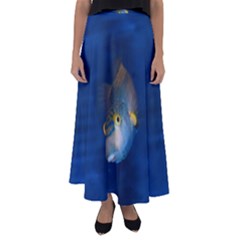 Fish Blue Animal Water Nature Flared Maxi Skirt by Amaryn4rt