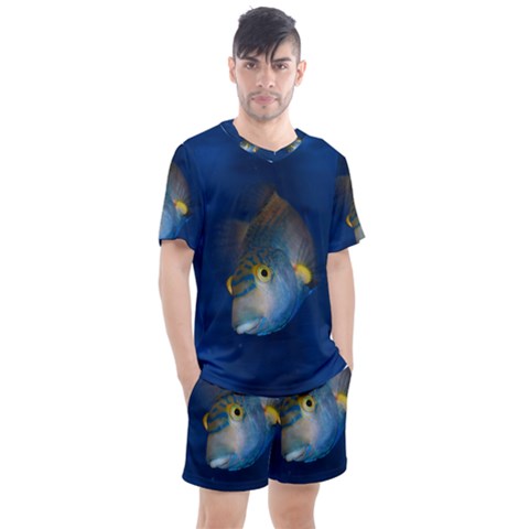 Fish Blue Animal Water Nature Men s Mesh T-shirt And Shorts Set by Amaryn4rt