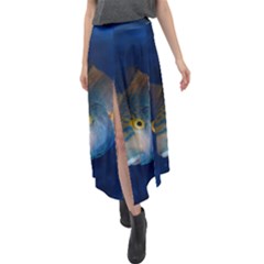 Fish Blue Animal Water Nature Velour Split Maxi Skirt by Amaryn4rt