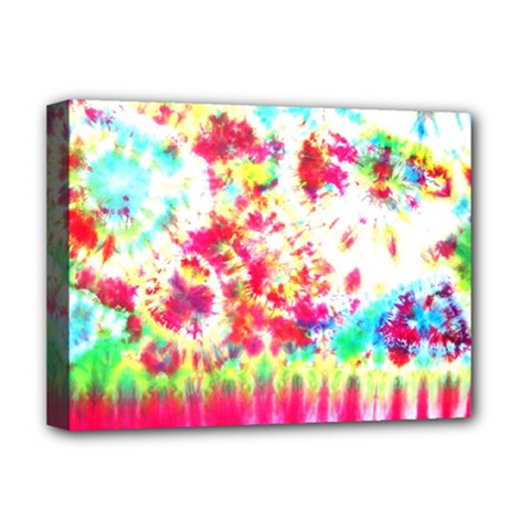 Pattern Decorated Schoolbus Tie Dye Deluxe Canvas 16  X 12  (stretched)  by Amaryn4rt