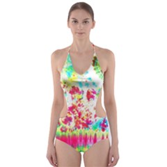 Pattern Decorated Schoolbus Tie Dye Cut-out One Piece Swimsuit by Amaryn4rt