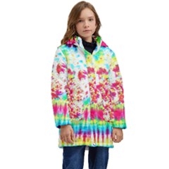 Pattern Decorated Schoolbus Tie Dye Kids  Hooded Longline Puffer Jacket by Amaryn4rt