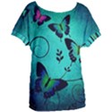 Texture Butterflies Background Women s Oversized T-Shirt View1