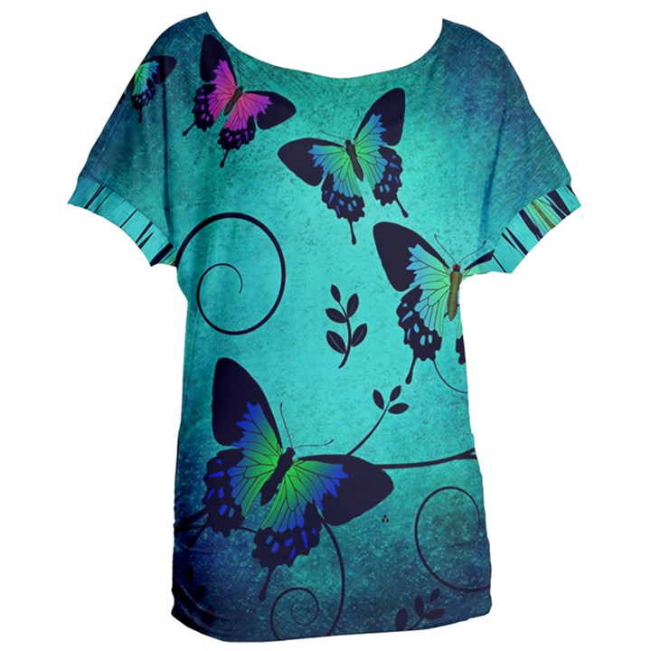 Texture Butterflies Background Women s Oversized T-Shirt