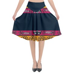Pattern Ornaments Africa Safari Summer Graphic Flared Midi Skirt by Amaryn4rt