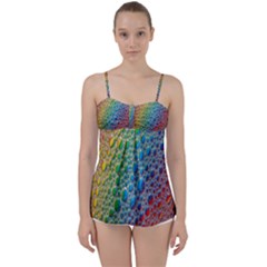 Bubbles Rainbow Colourful Colors Babydoll Tankini Top by Amaryn4rt