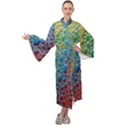 Bubbles Rainbow Colourful Colors Maxi Velvet Kimono View1