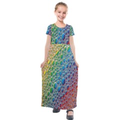 Bubbles Rainbow Colourful Colors Kids  Short Sleeve Maxi Dress by Amaryn4rt