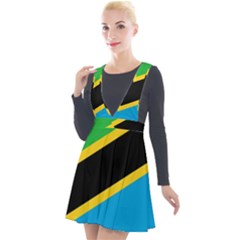 Flag Of Tanzania Plunge Pinafore Velour Dress by Amaryn4rt