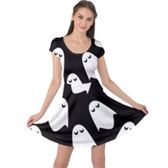 Ghost Halloween Pattern Cap Sleeve Dress by Amaryn4rt