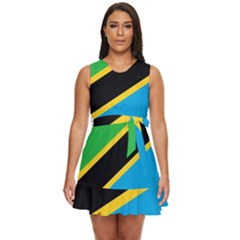 Flag Of Tanzania Waist Tie Tier Mini Chiffon Dress by Amaryn4rt