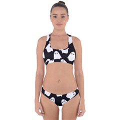 Ghost Halloween Pattern Cross Back Hipster Bikini Set by Amaryn4rt