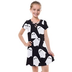 Ghost Halloween Pattern Kids  Cross Web Dress by Amaryn4rt