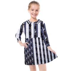 Architecture-building-pattern Kids  Quarter Sleeve Shirt Dress by Amaryn4rt