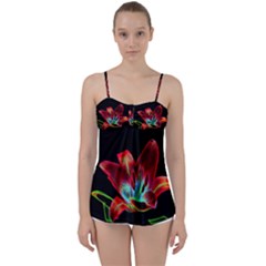 Flower Pattern-design-abstract-background Babydoll Tankini Top