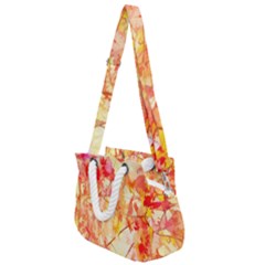 Monotype Art Pattern Leaves Colored Autumn Rope Handles Shoulder Strap Bag by Amaryn4rt