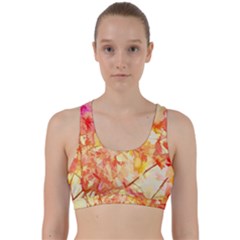 Monotype Art Pattern Leaves Colored Autumn Back Weave Sports Bra