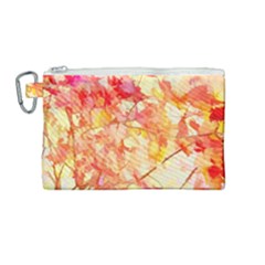 Monotype Art Pattern Leaves Colored Autumn Canvas Cosmetic Bag (medium) by Amaryn4rt