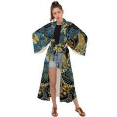 Retro Ethnic Background Pattern Vector Maxi Kimono