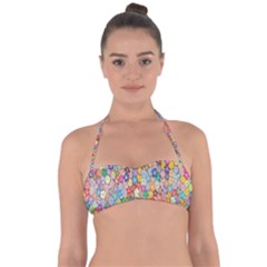 Monotype Art Pattern Leaves Colored Autumn Tie Back Bikini Top by Amaryn4rt