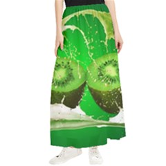 Kiwi Fruit Vitamins Healthy Cut Maxi Chiffon Skirt