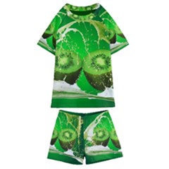 Kiwi Fruit Vitamins Healthy Cut Kids  Swim T-Shirt and Shorts Set