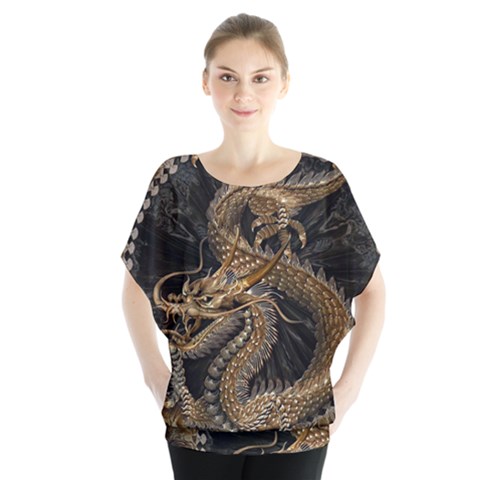 Dragon Pentagram Batwing Chiffon Blouse by Amaryn4rt