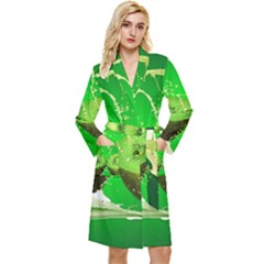 Kiwi Fruit Vitamins Healthy Cut Long Sleeve Velvet Robe