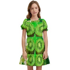 Kiwi Fruit Vitamins Healthy Cut Kids  Puff Sleeved Dress