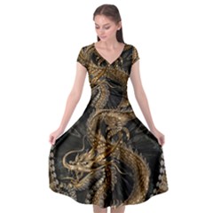 Dragon Pentagram Cap Sleeve Wrap Front Dress by Amaryn4rt