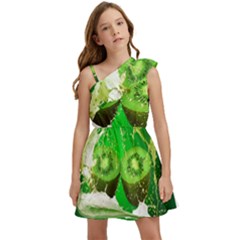 Kiwi Fruit Vitamins Healthy Cut Kids  One Shoulder Party Dress