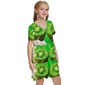Kiwi Fruit Vitamins Healthy Cut Kids  Short Sleeve Tiered Mini Dress View3