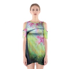 Forests Stunning Glimmer Paintings Sunlight Blooms Plants Love Seasons Traditional Art Flowers Sunsh Shoulder Cutout One Piece Dress by Amaryn4rt