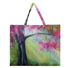 Forests Stunning Glimmer Paintings Sunlight Blooms Plants Love Seasons Traditional Art Flowers Sunsh Zipper Large Tote Bag by Amaryn4rt