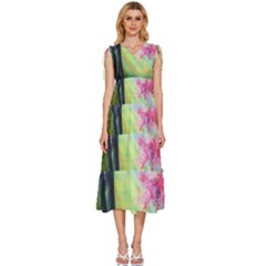 Forests Stunning Glimmer Paintings Sunlight Blooms Plants Love Seasons Traditional Art Flowers Sunsh V-neck Drawstring Shoulder Sleeveless Maxi Dress by Amaryn4rt