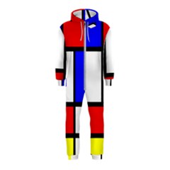 Mondrian-red-blue-yellow Hooded Jumpsuit (kids)